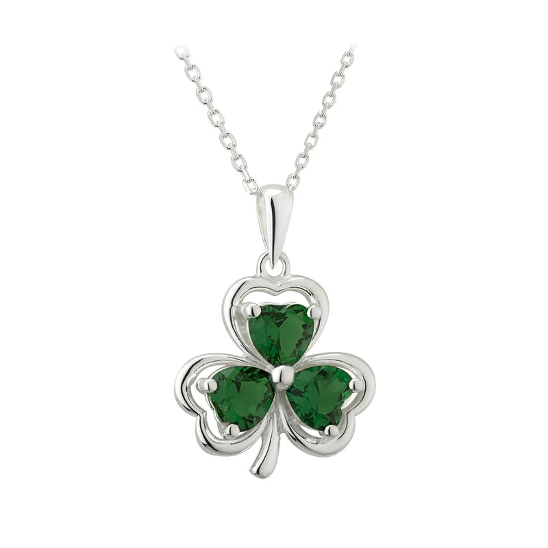 Butterfly charm necklaces for whimsical elegance-Green Crystal Shamrock Pendant