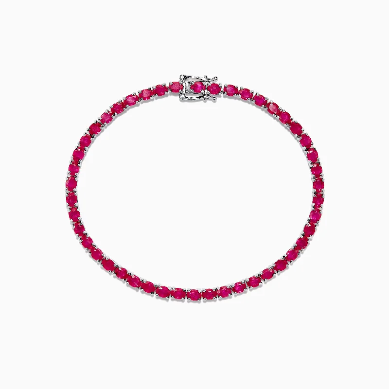 Luxury crystal bracelets for dazzling sparkle-Ruby Royale Sterling Silver Ruby Tennis Bracelet, 6.99 TCW