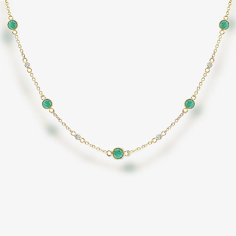 Choker necklaces for edgy style-10 Emeralds & Diamond By The Yard Necklace