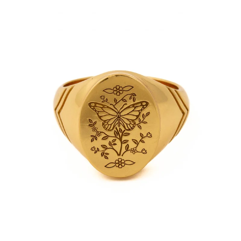 Geometric design rings for modern elegance-Gold "Monarch" Signet Ring