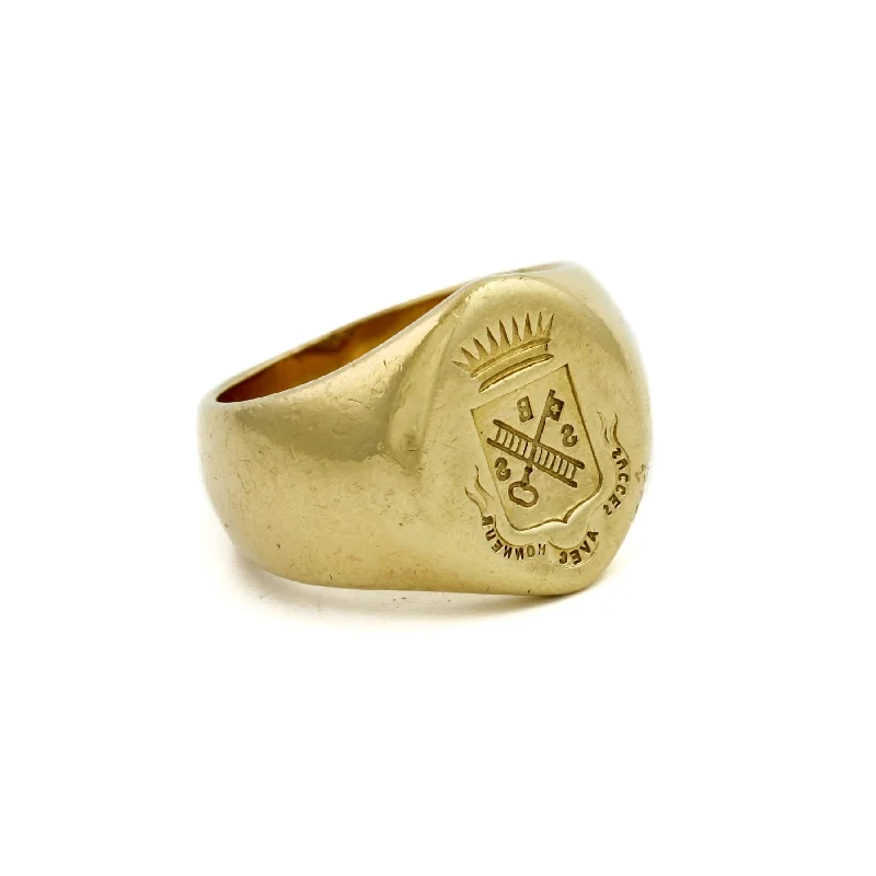 Custom promise rings for thoughtful gifts-1910's French "Key & Ladder Crest" Signet