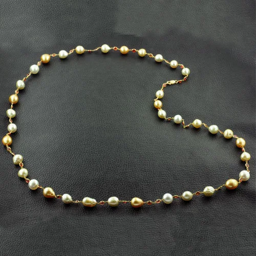 Customized letter necklaces for a personal touch-Golden South Sea Pearl & Orange Sapphire Necklace