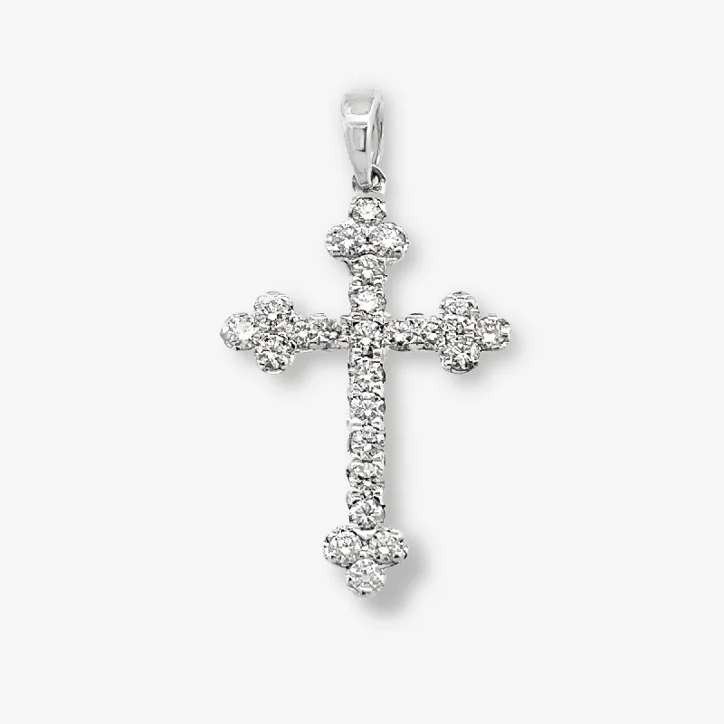 Modern layered necklaces for on-trend fashion-Fleur de Lis Diamond Cross Pendant