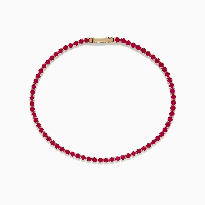 Pearl bracelets for sophisticated charm-Ruby Royale 14K Yellow Gold Ruby Tennis Bracelet