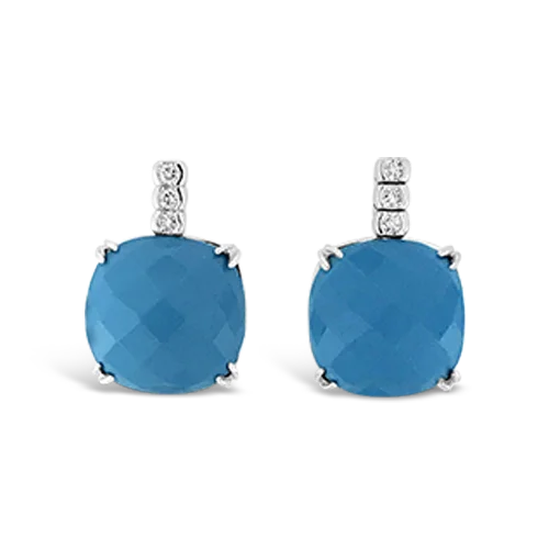 Crystal-encrusted earrings for a glamorous touch-Turquoise & Diamond Earrings