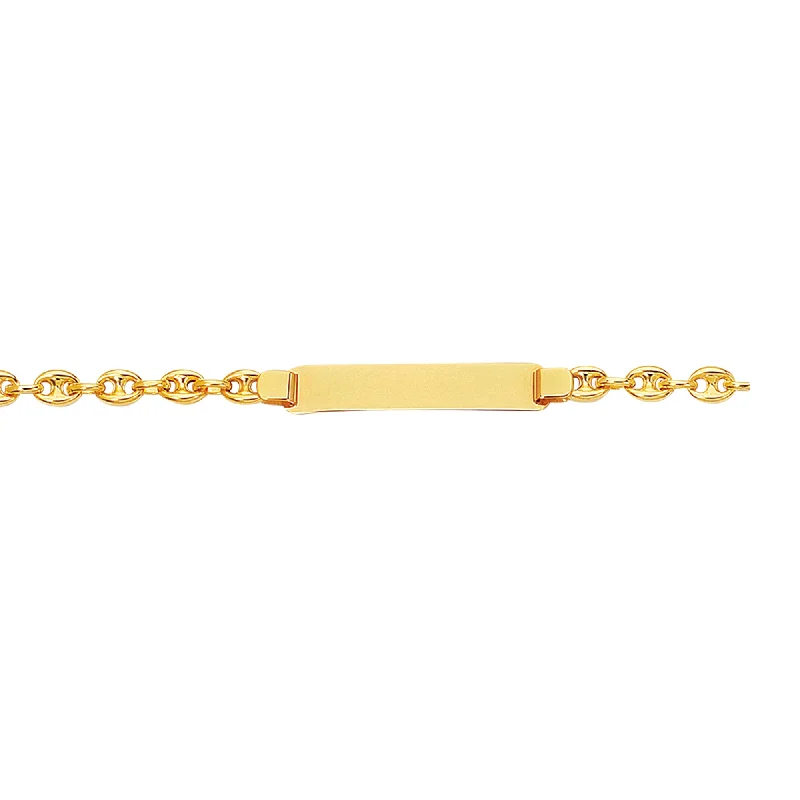 Geometric bracelets for contemporary style-14K Gold Childrens Puffed Mariner ID Bracelet