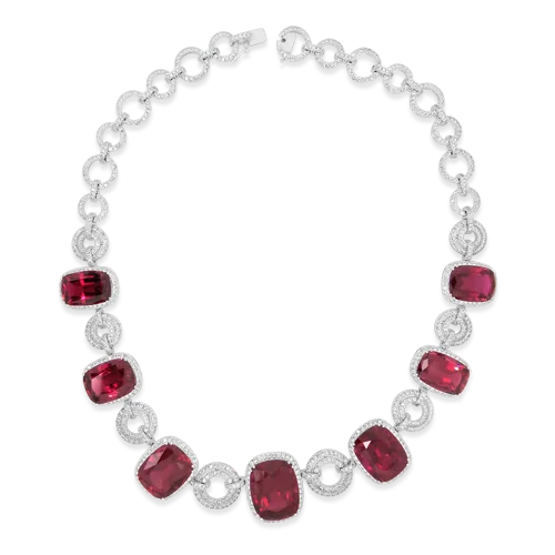 Vintage floral necklaces for a delicate charm-Rubellite & Diamond Necklace