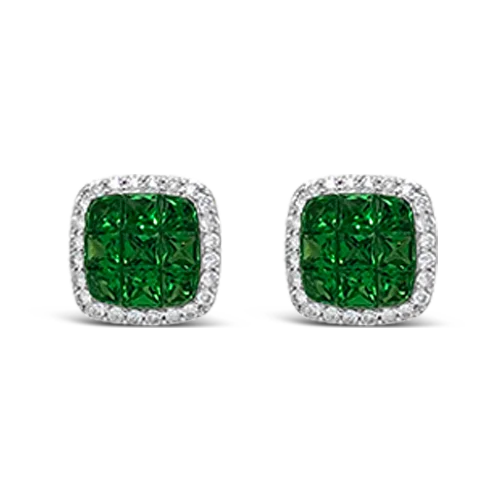 Pearl stud earrings for classic sophistication-Tsavorite & Diamond Earrings