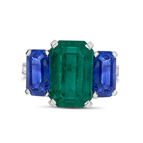 Antique-style rings for a retro vibe-Emerald & Sapphire Ring