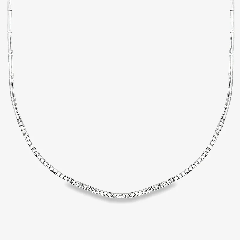 Classic gold chain necklaces for timeless elegance-Flex-Bar Diamond Half Way Tennis Necklaces