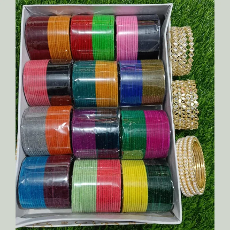 Crystal bangles for sparkling beauty-Pooja Bangles Velvet Bangles Set