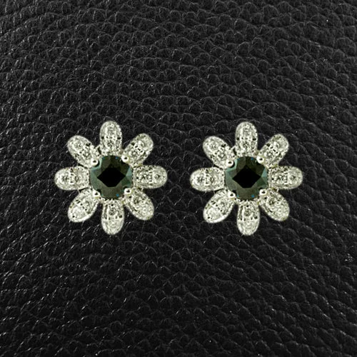 Adjustable stud earrings for a comfortable fit-Sapphire & Diamond Flower Earrings