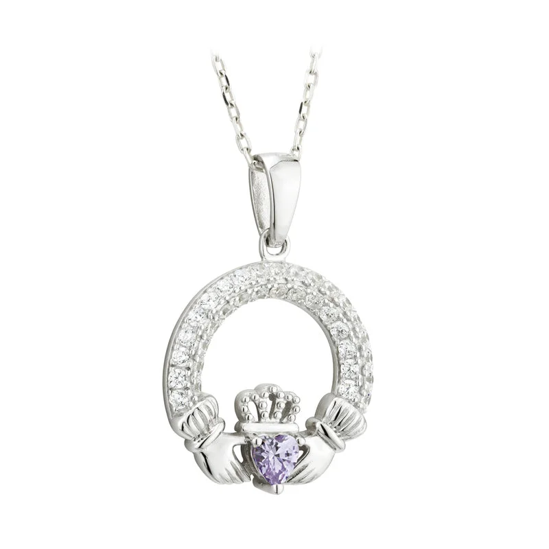 Classic gold chain necklaces for timeless elegance-June Birthstone Claddagh Necklace