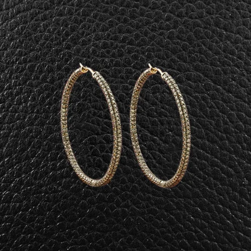 Personalized name earrings for unique accessories-Brown Diamond Hoop Earrings