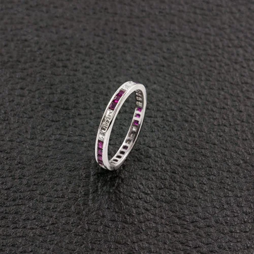 Luxury diamond rings for special occasions-Ruby & Diamond Band Ring