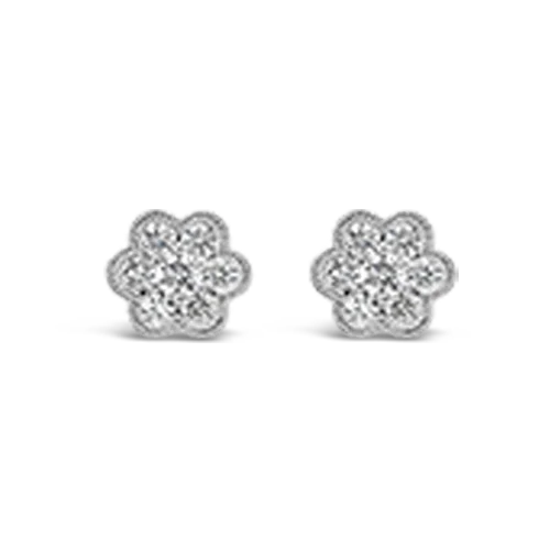 Modern stud earrings for sleek elegance-Diamond Flower Earrings