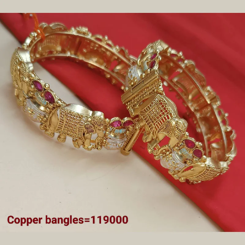 Textured bangles for a stylish edge-Padmawati Bangles Gold Plated Pota Stone Bangles Set