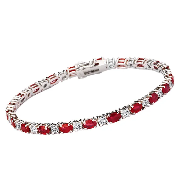 Luxury diamond bracelets for upscale fashion-Diamond and Ruby Tennis Bracelet