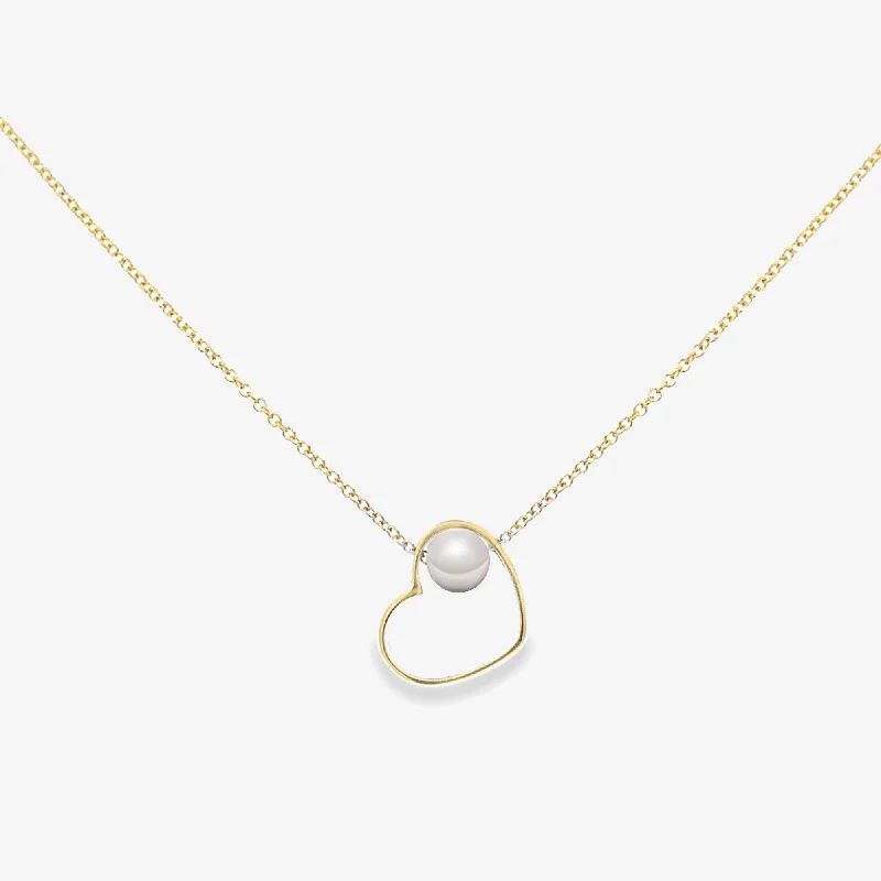 Gold-plated pendant necklaces for a chic, luxurious finish-Open Heart & Pearl Necklace