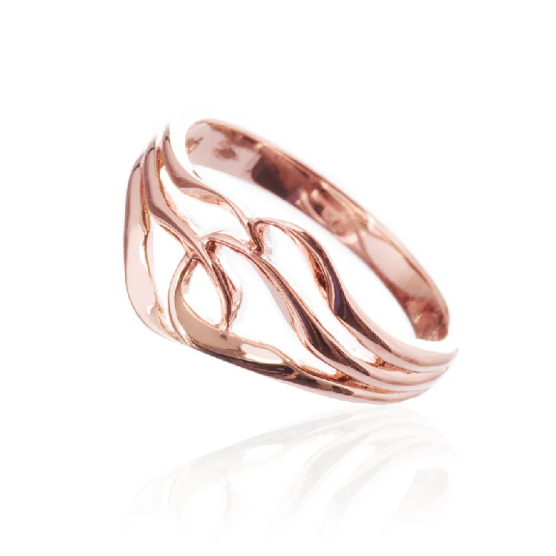 Diamond halo rings for added sparkle-Entangled Ring, Rose Gold