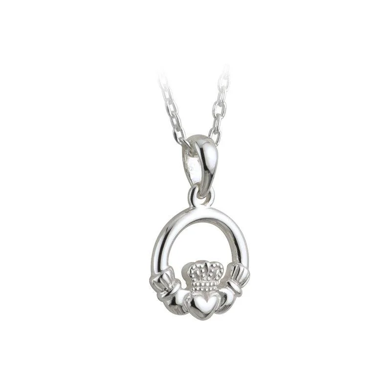 Custom wire-wrapped necklaces for artistic flair-Kids Silver Claddagh Necklace