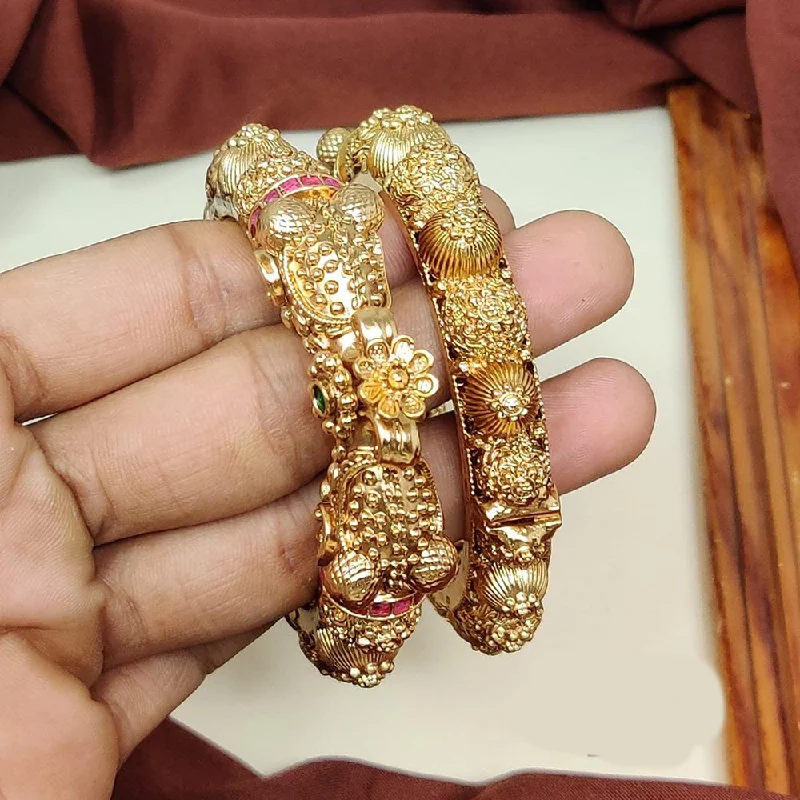 Simple gold bangles for classic elegance-Manisha Jewellery Gold Plated Kundan Stone Openable Bangle Set