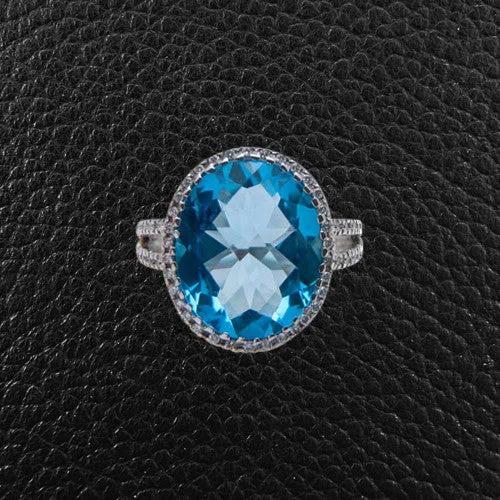 Luxury diamond rings for special occasions-Blue Topaz & Diamond Ring