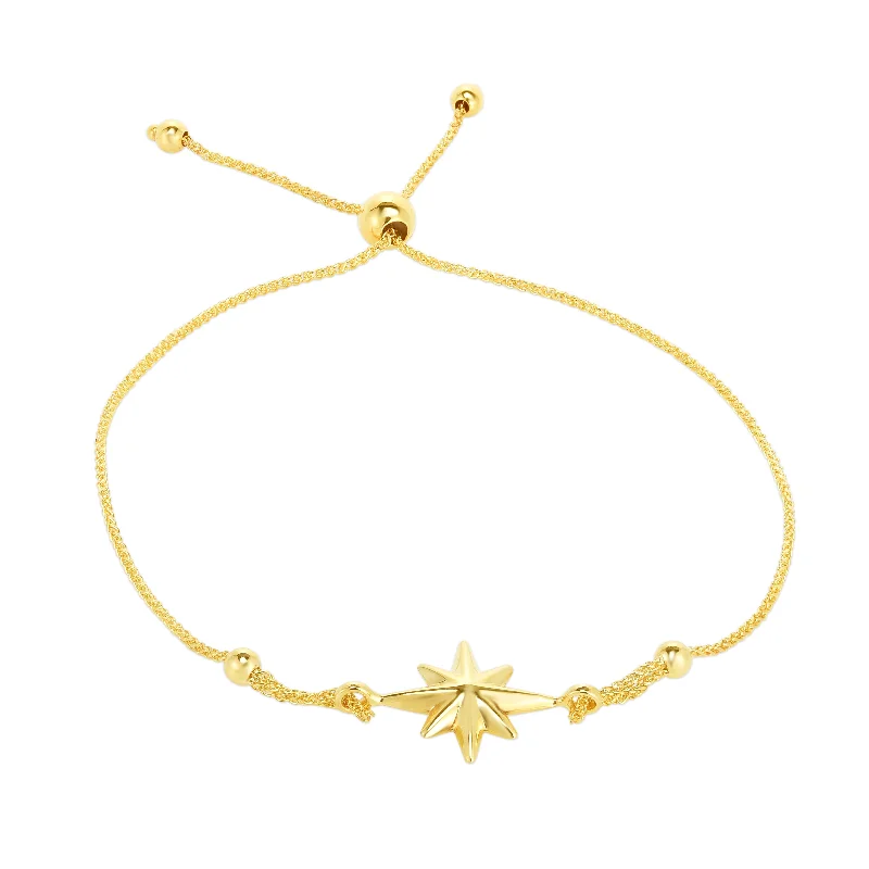 Elegant clasp bracelets for a secure and stylish fit-14K Gold North Star Bolo Bracelet