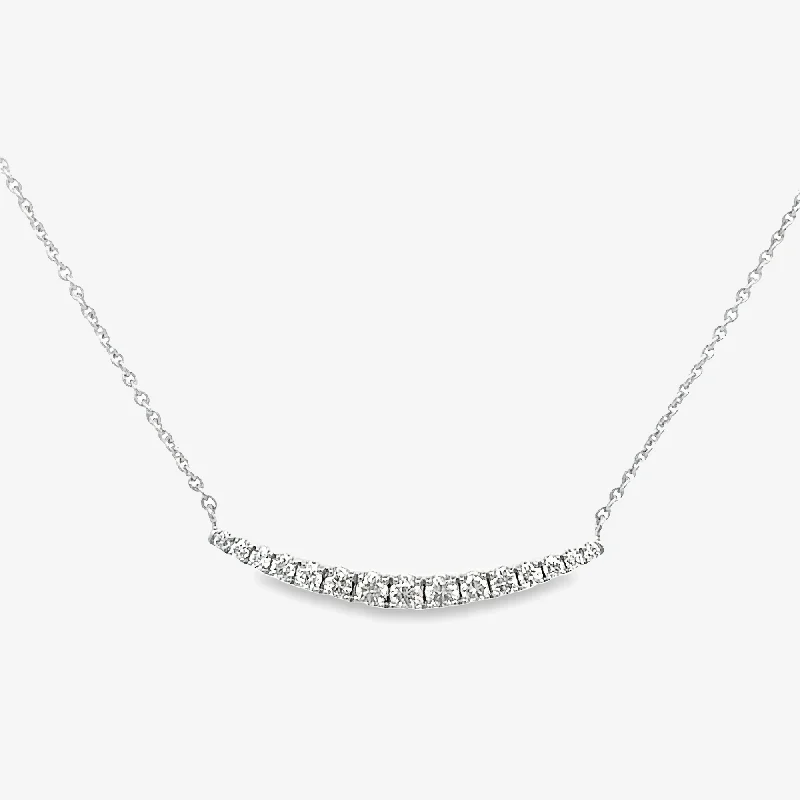 Beaded necklaces for a colorful pop of style-Curved Bar Diamond Necklace