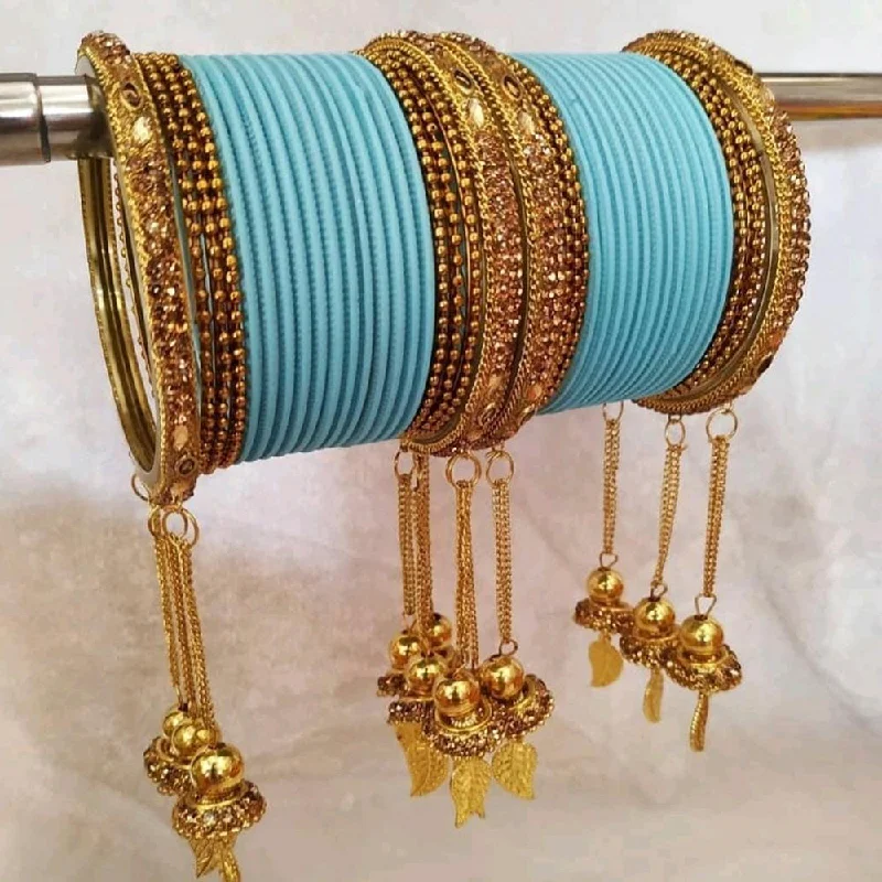 Luxury gold bangles for special occasions-Martina Jewels Pack Of 6 Traditional Gold Plated Thread Bangles Set