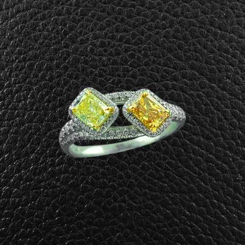 Birthstone stacking rings for personalized gifts-Yellow & Brown Diamond ByPass Ring