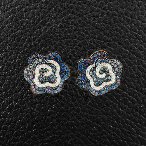 Vintage gold earrings for timeless appeal-Sapphire & Diamond Flower Earrings