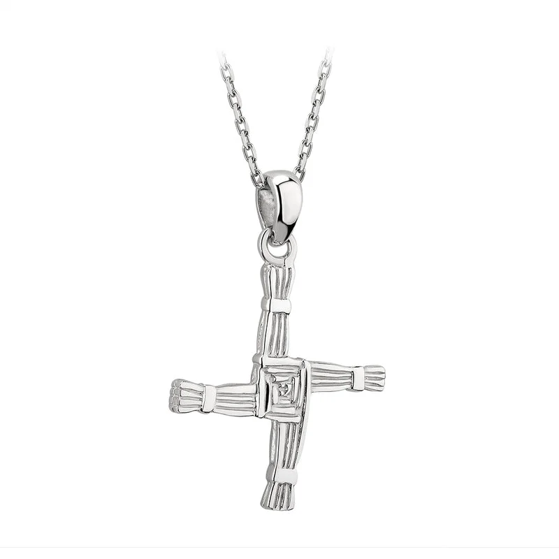 Boho feather necklaces for free-spirited fashion-Sterling Silver St.Brigid Cross Pendant