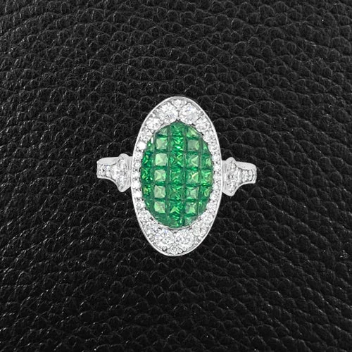 Custom logo rings for personalized accessories-Tsavorite & Diamond Ring