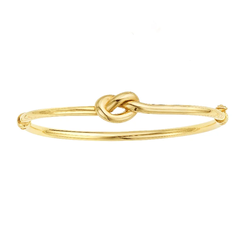 Simple chain bracelets for timeless appeal-14K Gold Polished Puffed Love Knot Bangle