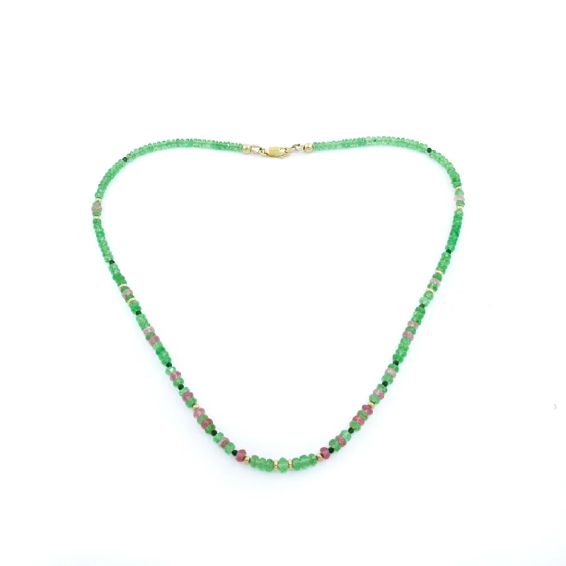 Beaded necklaces for a colorful pop of style-14K Gold Tsavorite & Tourmaline Gem Strand Necklace