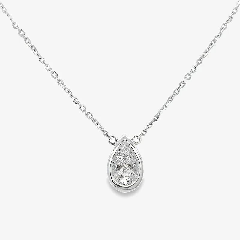 Heart-shaped necklaces for romantic expressions-0.65CT Invisible Set Pear Shaped Diamond Necklace