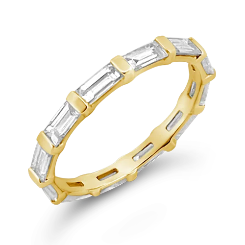 Personalized couple rings for matching designs-Baguette Diamond Eternity Band Ring