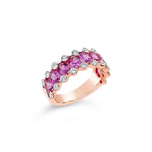 Custom gemstone birthstone rings for family memories-Pink Sapphire & Diamond Ring