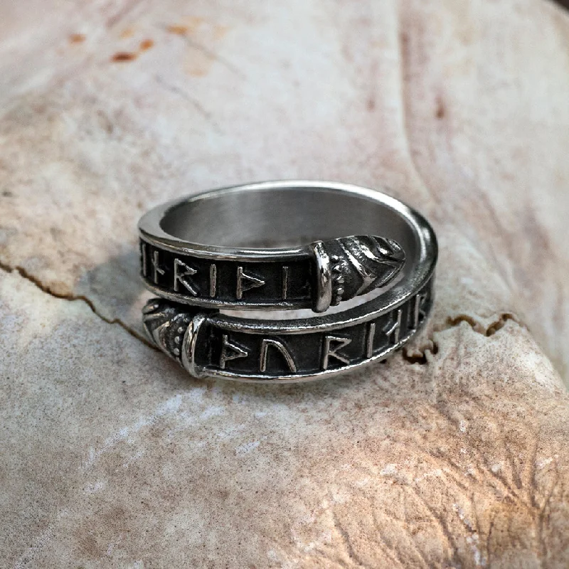 Custom initials rings for personalized accessories-Thor Lindworm Ring, Stainless Steel