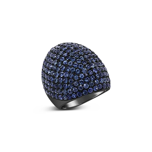 Diamond engagement rings for romantic proposals-Blue Sapphire Dome Ring