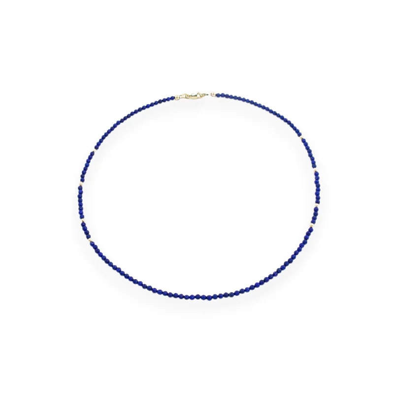 Vintage coin necklaces for retro flair-18" Lapis Lazuli x Gold Beaded Necklace