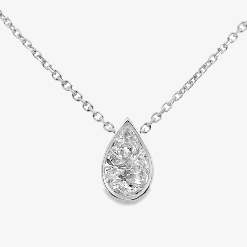 Multi-strand necklaces for layered elegance-0.30CT Invisible Set Pear Shaped Diamond Necklace