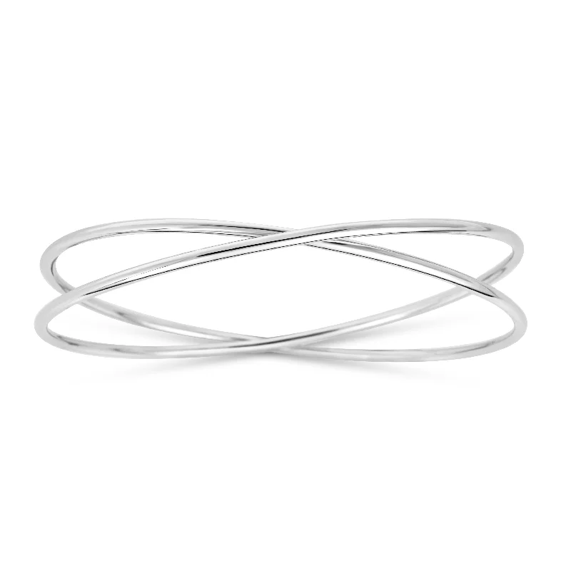 Simple silver bracelets for minimalist chic-Silver Slip on Crossover Bangle