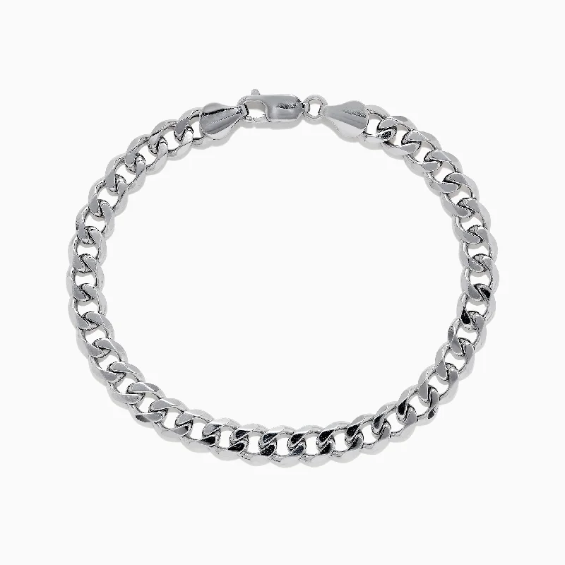 Stackable bracelets for trendy layered looks-Men's 925 Sterling Silver Curb Chain Bracelet