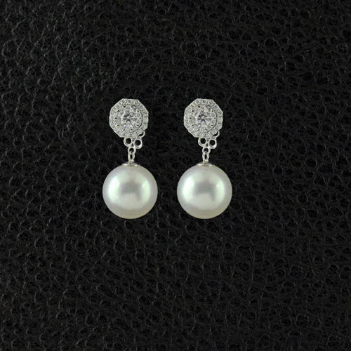 Simple gold stud earrings for minimalist style-Diamond & Pearl Convertible Earrings