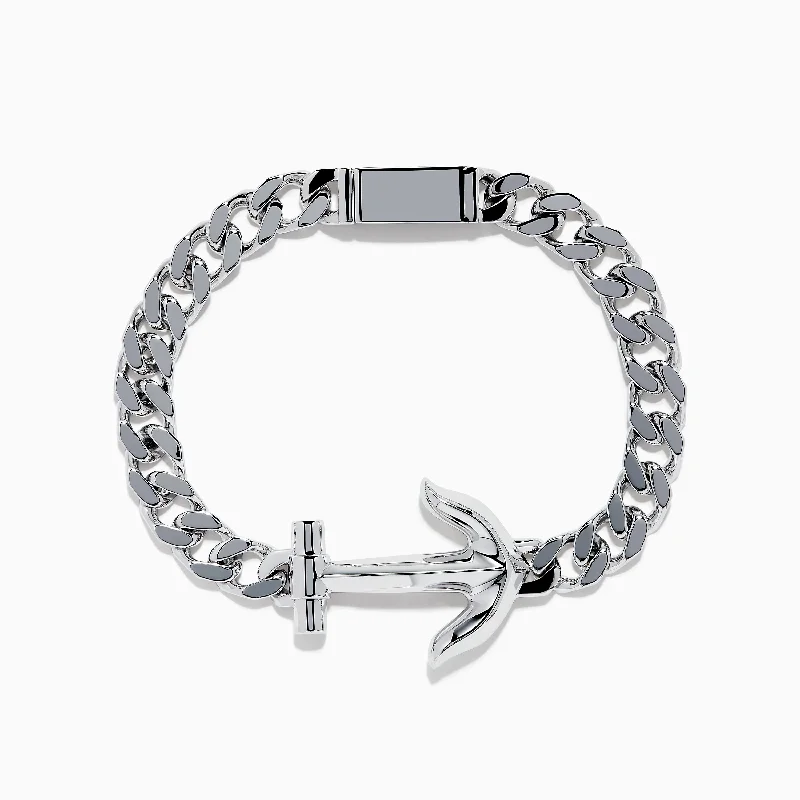 Elegant clasp bracelets for a secure and stylish fit-Men's 925 Sterling Silver Anchor Bracelet