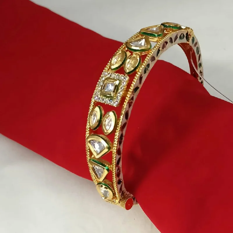 Stylish bangle sets for coordinated fashion-Padmawati Bangles Gold Plated Kundan Openable Kada