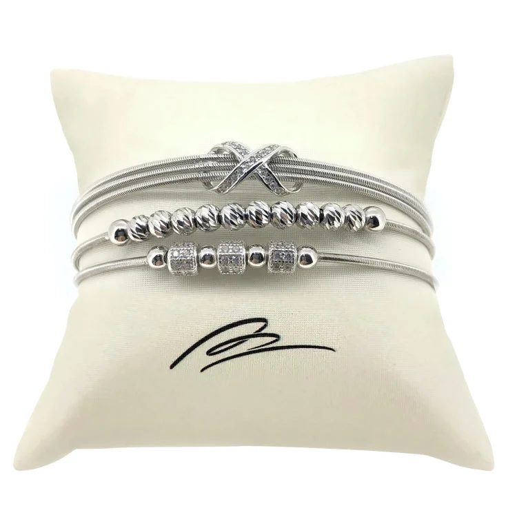 Custom engraved bracelets for personalized gifts-Silver Infinity Stack