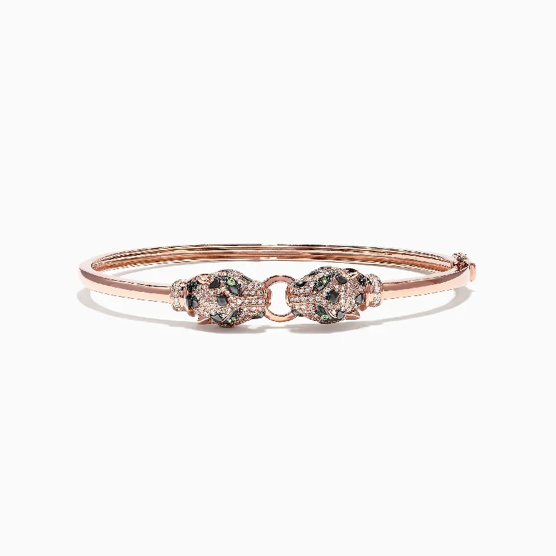 Gold bracelets for elegant sophistication-Signature 14K Rose Gold Diamond and Tsavorite Bangle, 0.79 TCW